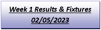 Text Box: Week 1 Results & Fixtures02/05/2023