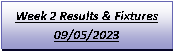 Text Box: Week 2 Results & Fixtures09/05/2023